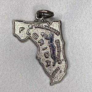 Florida charm pendant sterling‎ silver 925 vintage antique dead stock